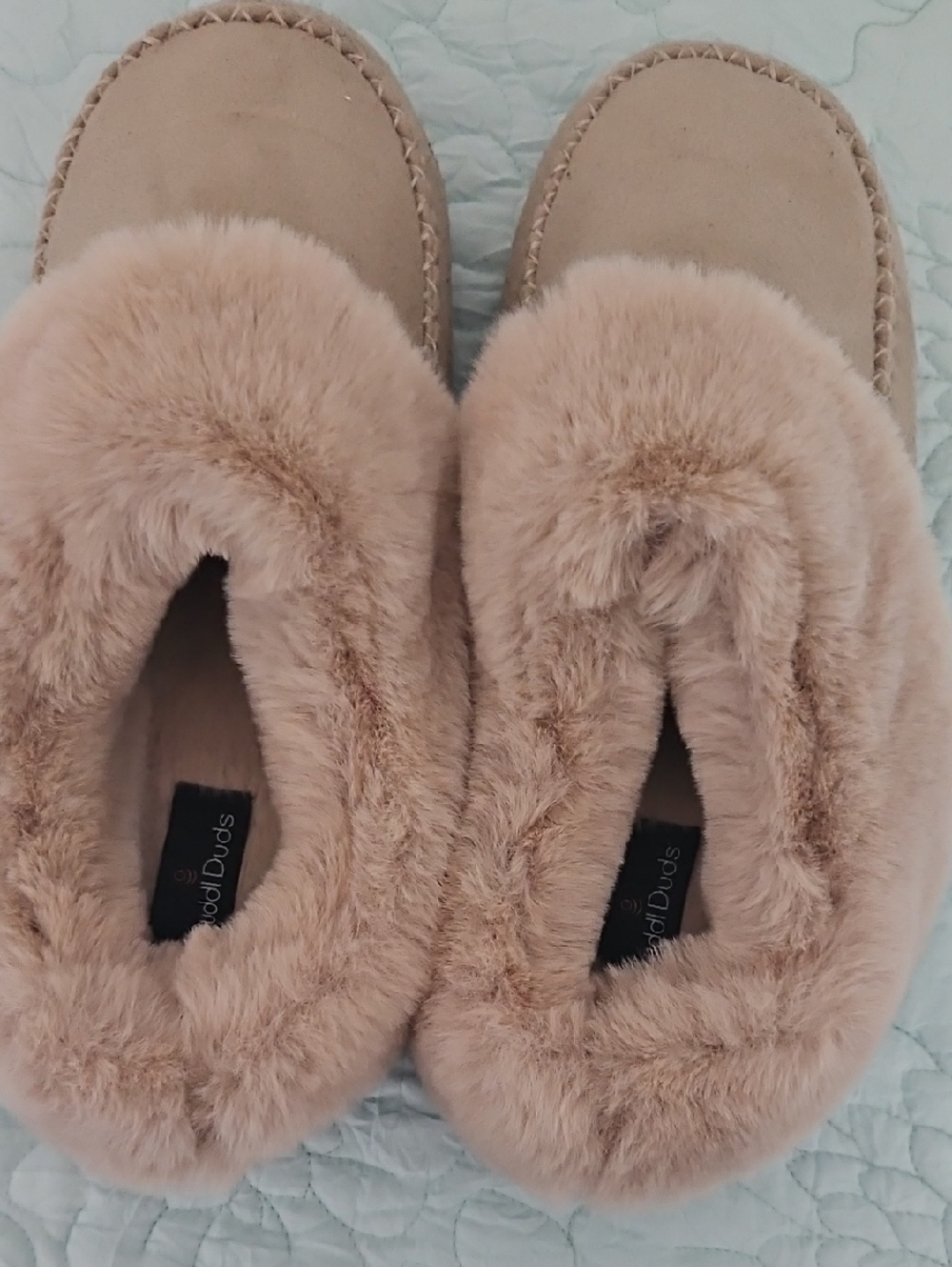 Cuddl Duds Plush Faux Fur Slip-On Slippers in Blush